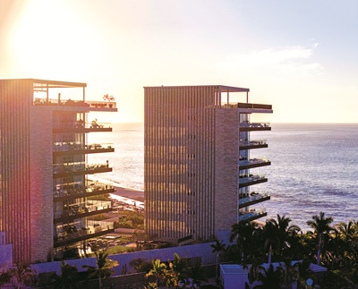 Modern luxury condo interior with Sea of Cortez views