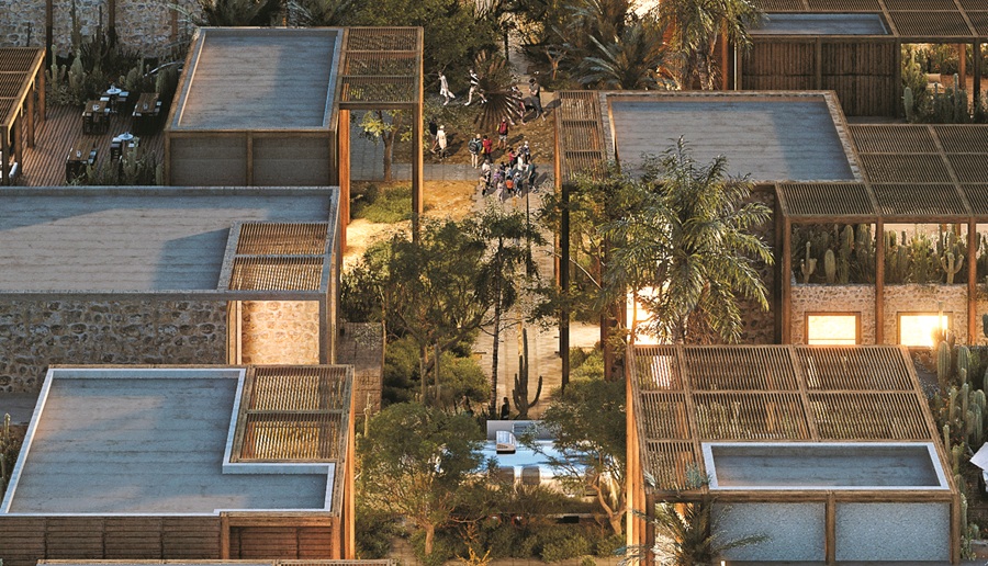 Elegant outdoor landscape walkways at Anima Village Cabo del Sol