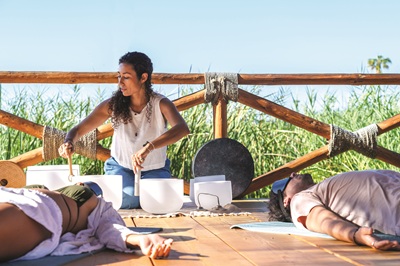 Luxury outdoor massage table overlooking the Pacific Ocean in Los Cabos